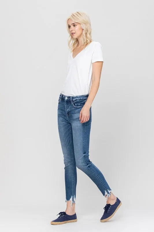 Raena High Rise Ankle Skinny Hem Detail