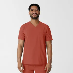 RENEW Men's V-Neck 5 Pocket Scrub Top - Mineral Red