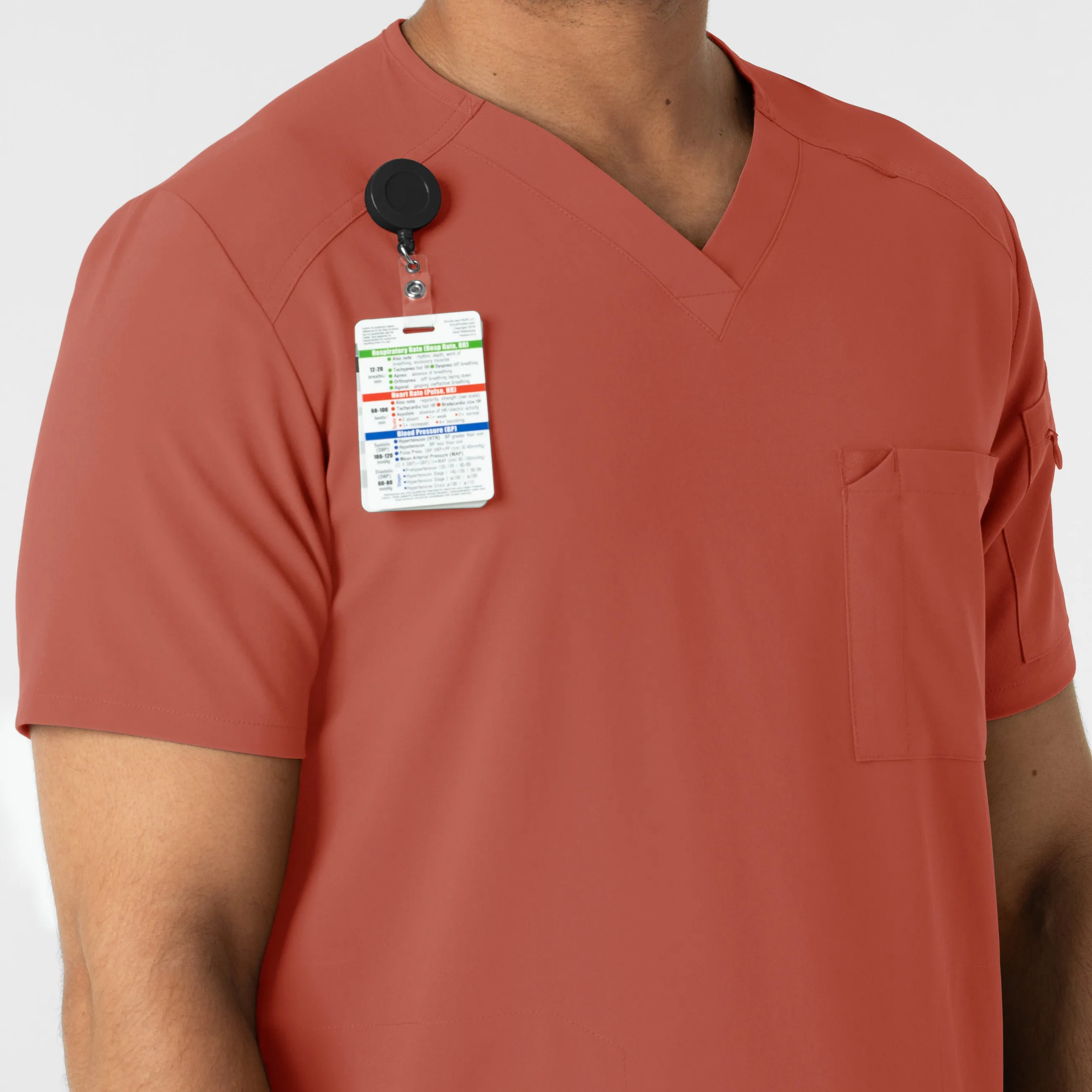 RENEW Men's V-Neck 5 Pocket Scrub Top - Mineral Red