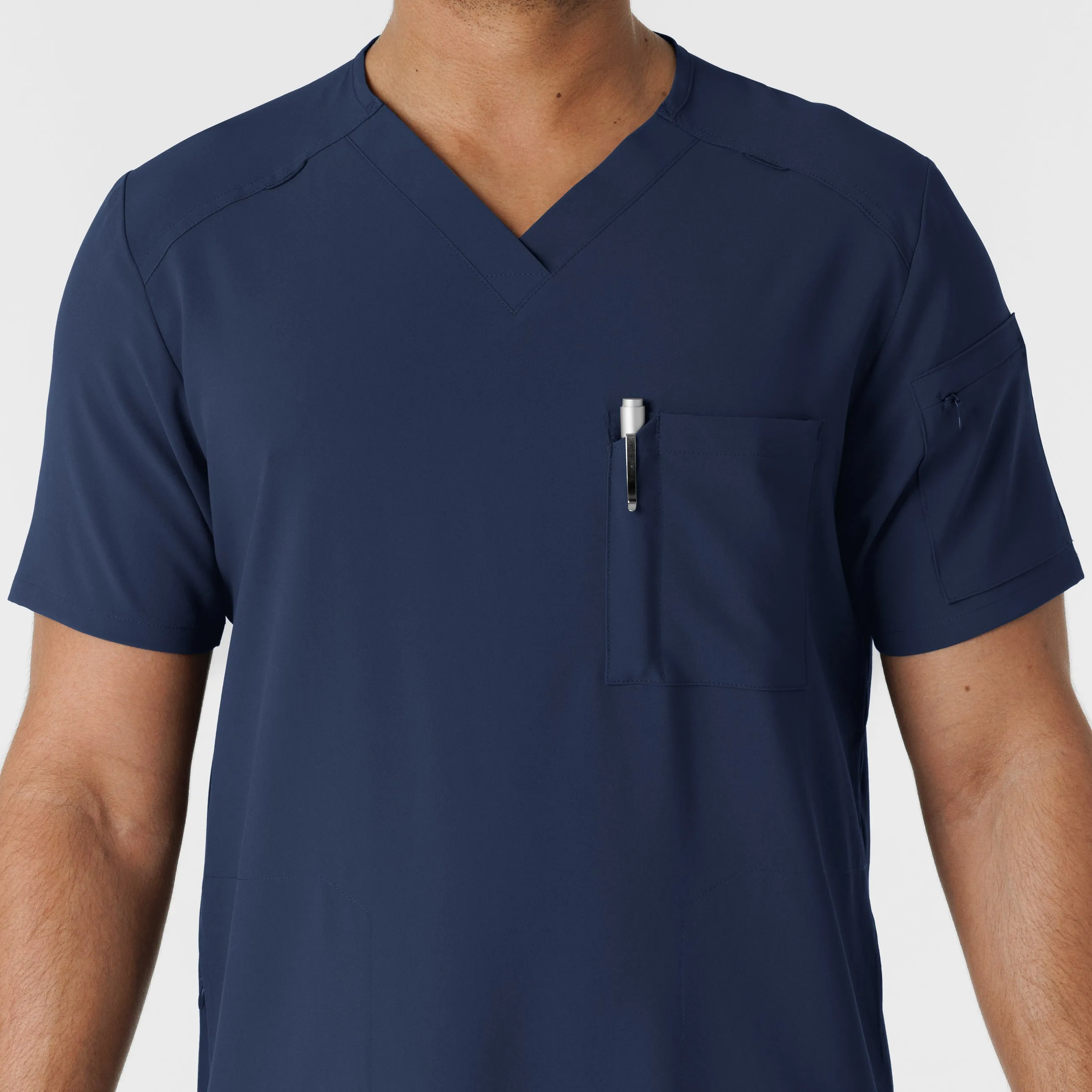 RENEW Men's V-Neck 5 Pocket Scrub Top - Navy