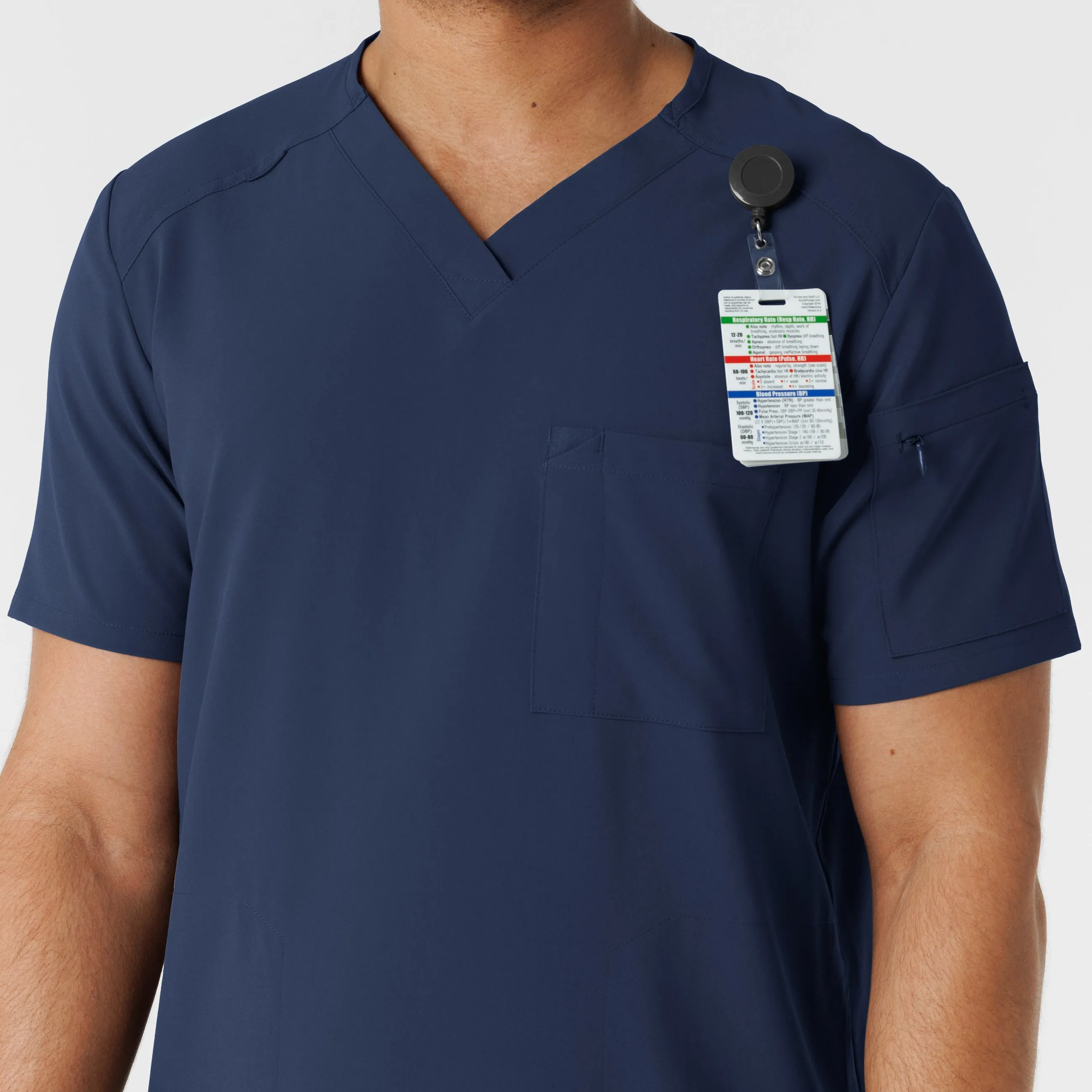 RENEW Men's V-Neck 5 Pocket Scrub Top - Navy