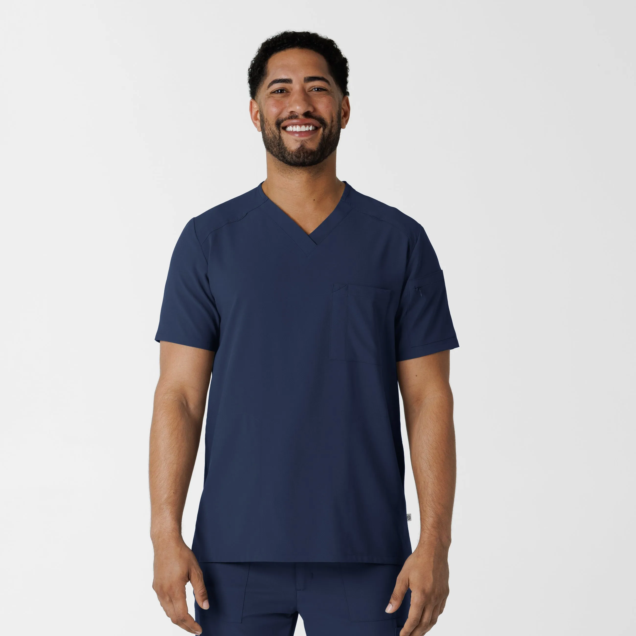 RENEW Men's V-Neck 5 Pocket Scrub Top - Navy