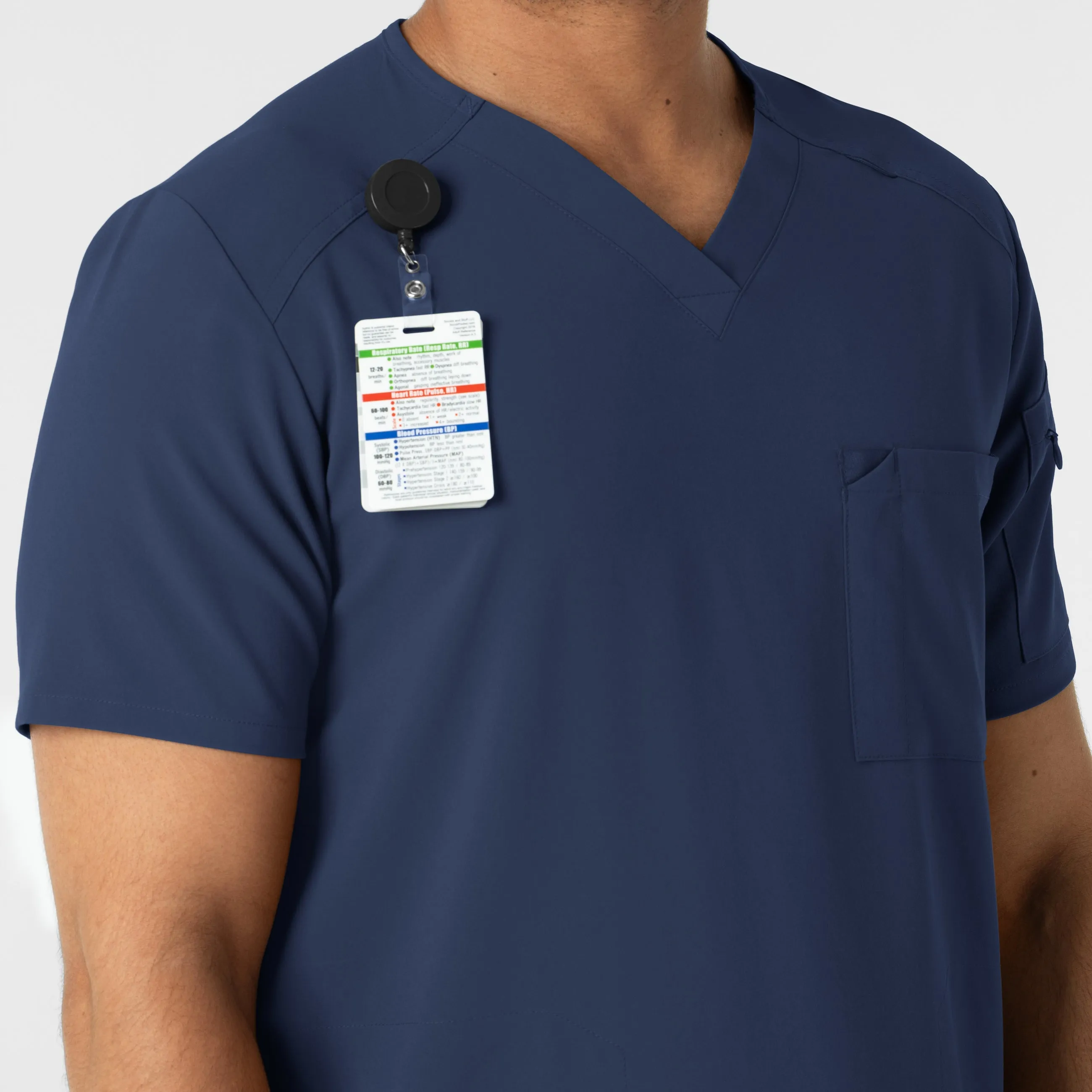 RENEW Men's V-Neck 5 Pocket Scrub Top - Navy