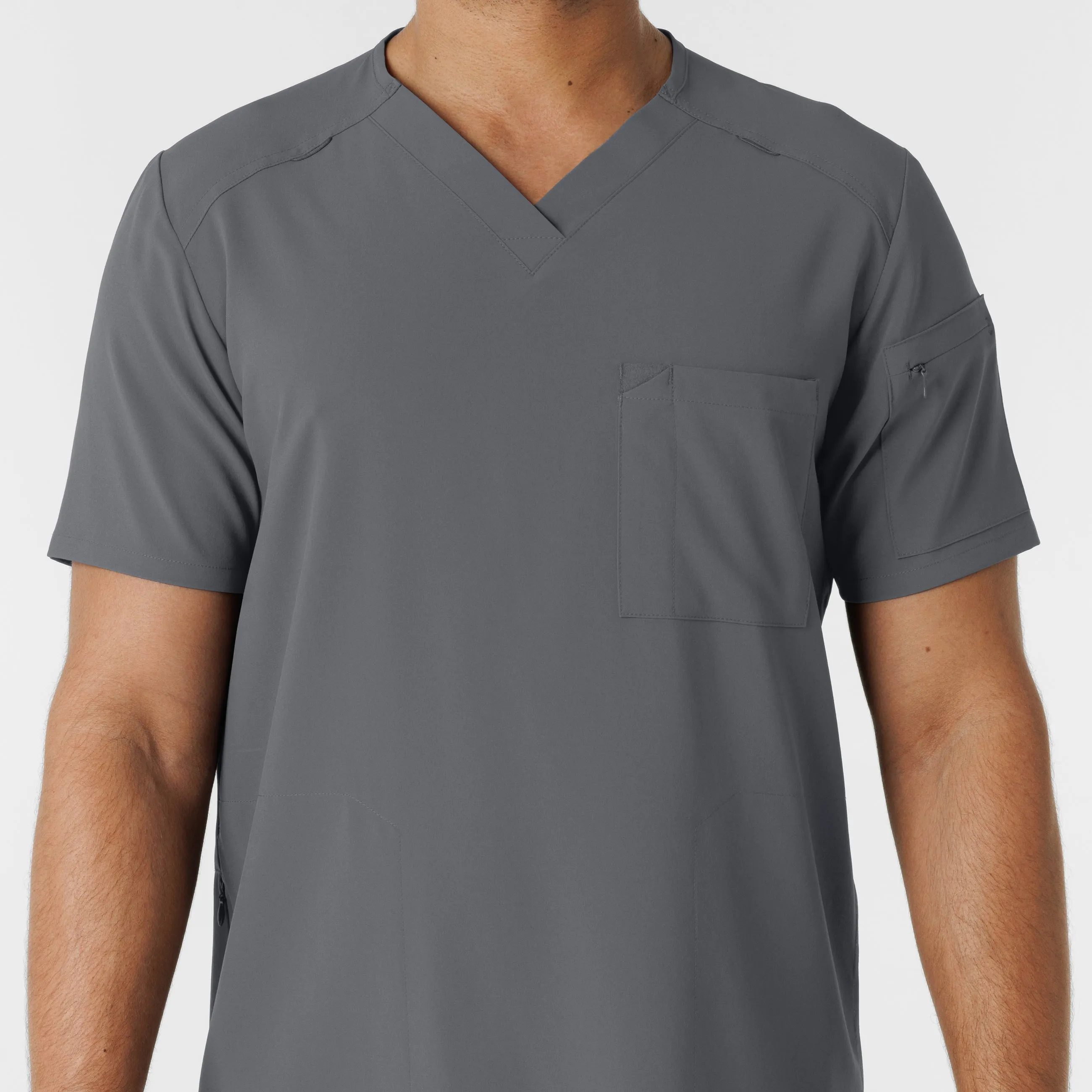 RENEW Men's V-Neck 5 Pocket Scrub Top - Pewter