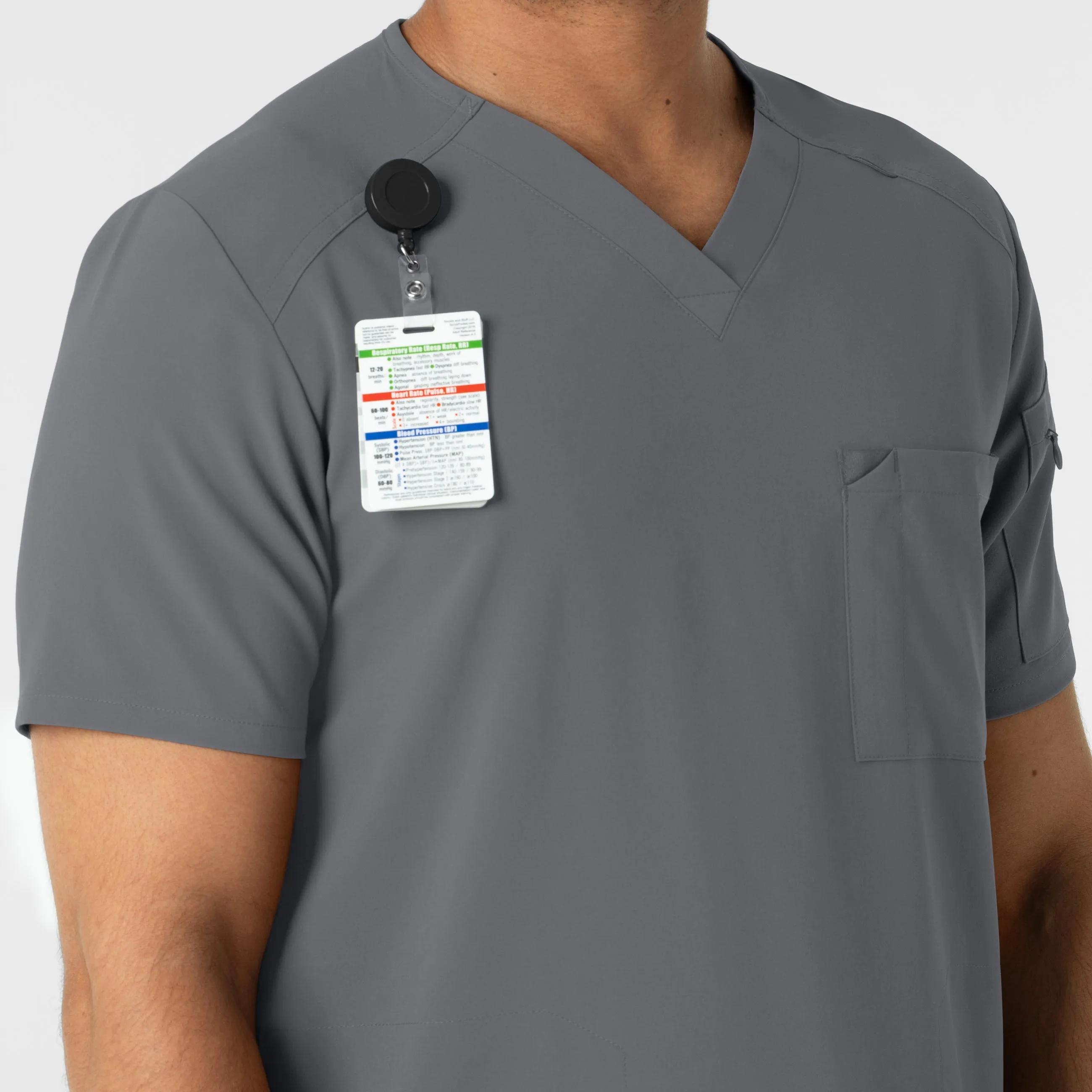 RENEW Men's V-Neck 5 Pocket Scrub Top - Pewter