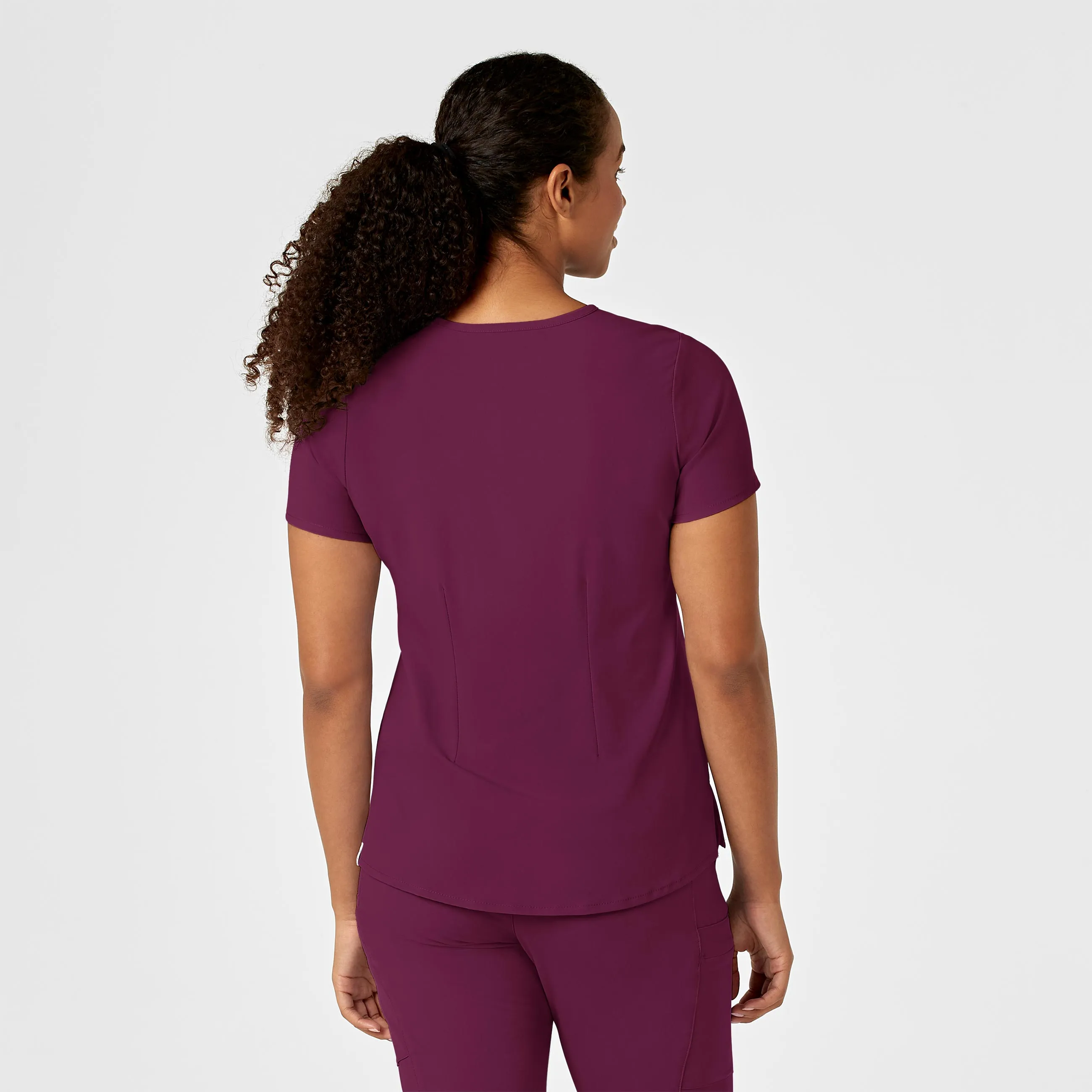 RENEW Women's Mandarin Collar Tuck-In Scrub Top - Wine