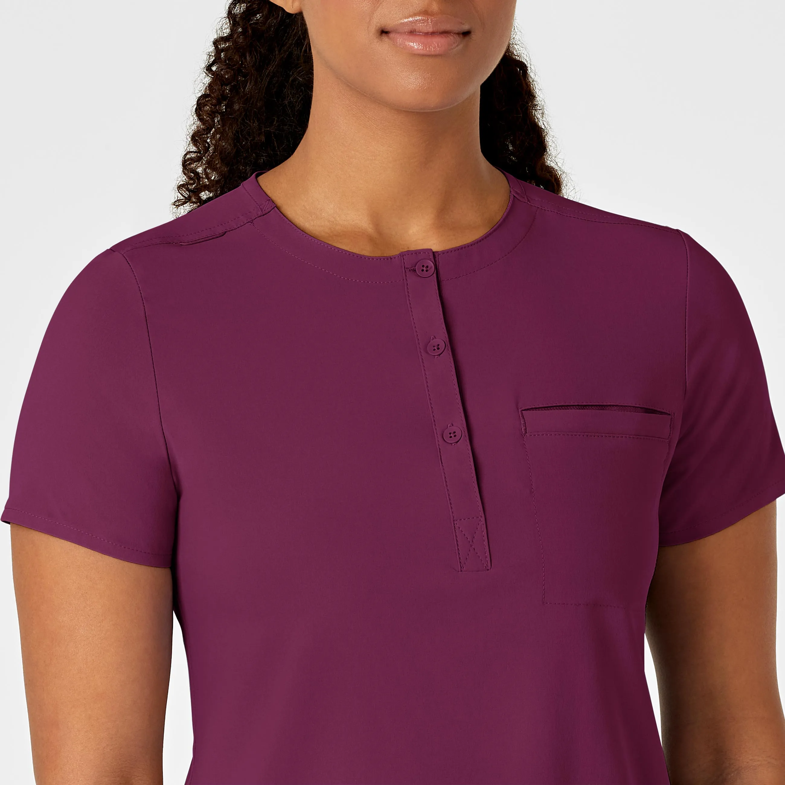 RENEW Women's Mandarin Collar Tuck-In Scrub Top - Wine