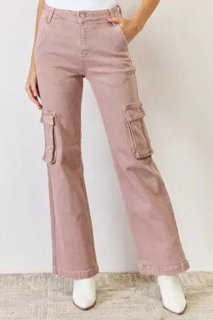 RISEN Full Size High Rise Cargo Wide Leg Jeans