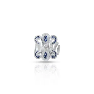 Silver Blue and CZ Gem Stone Clutcher for Girls