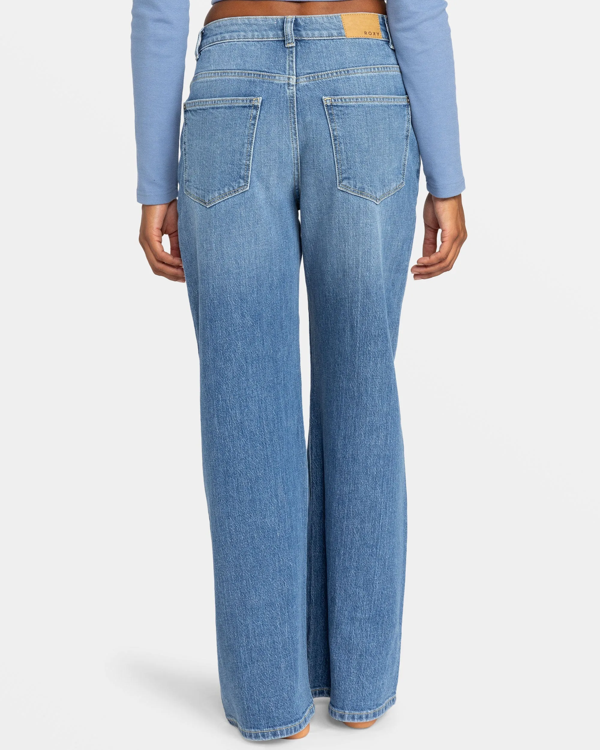 Surf On Cloud Wide Leg Denim Pant - Medium Blue