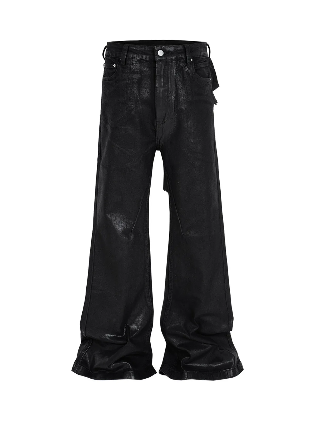 Thesupermade Black Wax Coated Flare Jeans - 2212