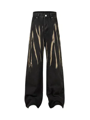 Thesupermade High Street Hip Hop Hand-painted Spray-painted Jeans