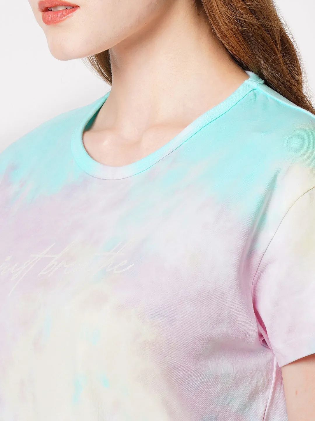 Women Multi Tie Dye Printed Crop T-Shirt