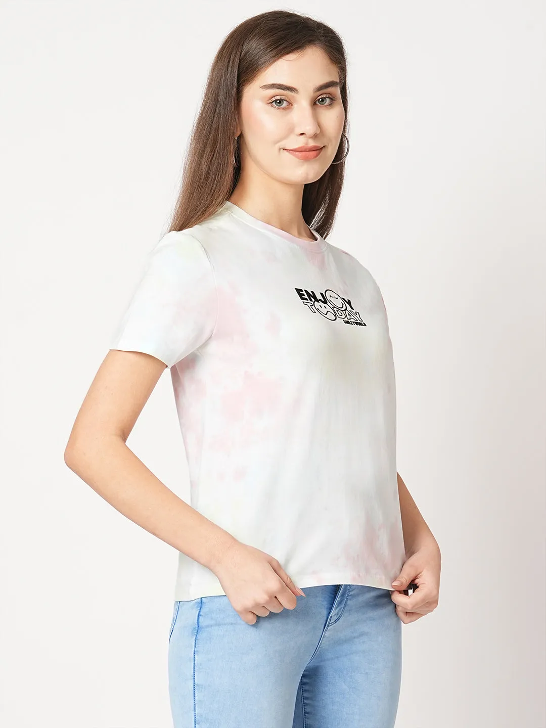 Women Multi Tie Dye Tie & Dye Short Sleeves T-Shirts