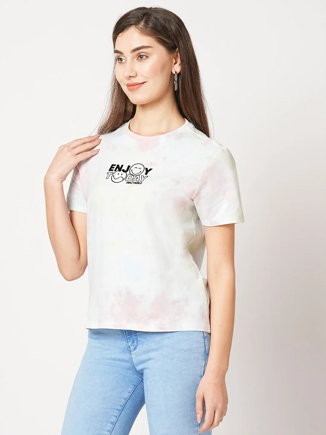 Women Multi Tie Dye Tie & Dye Short Sleeves T-Shirts