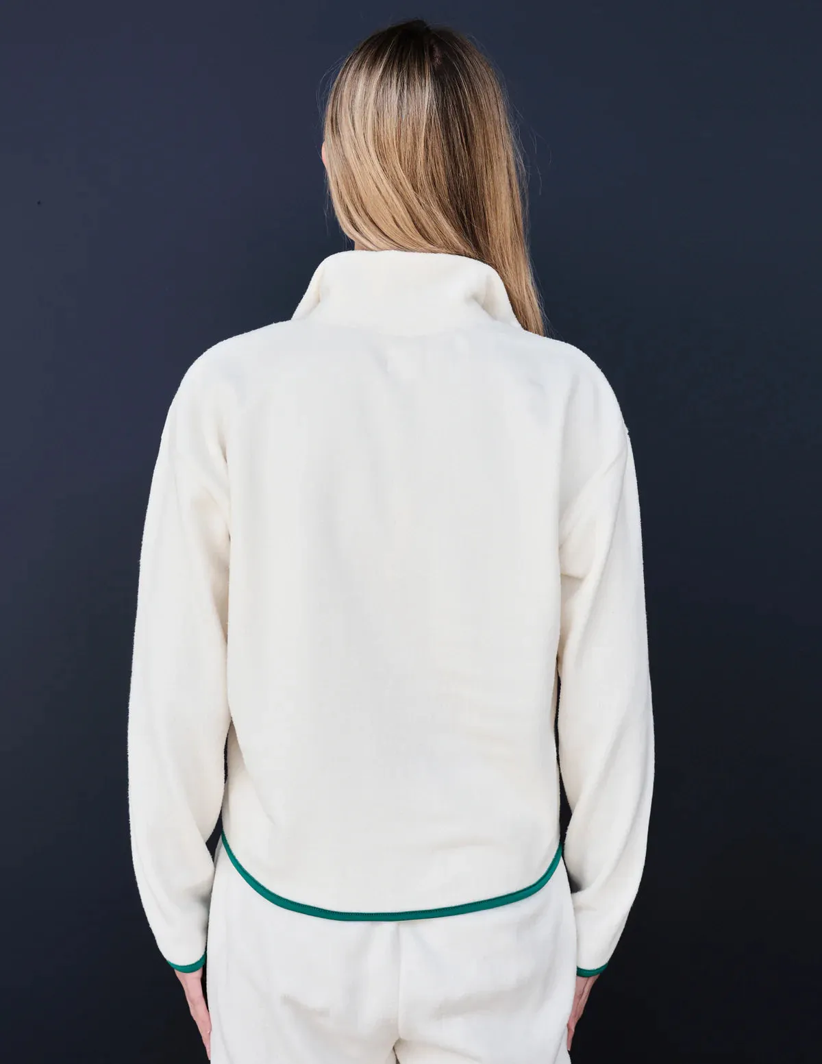 WOMEN'S FAUX SHERPA 1/2 ZIP SWEATSHIRT IN CREAM/JADE